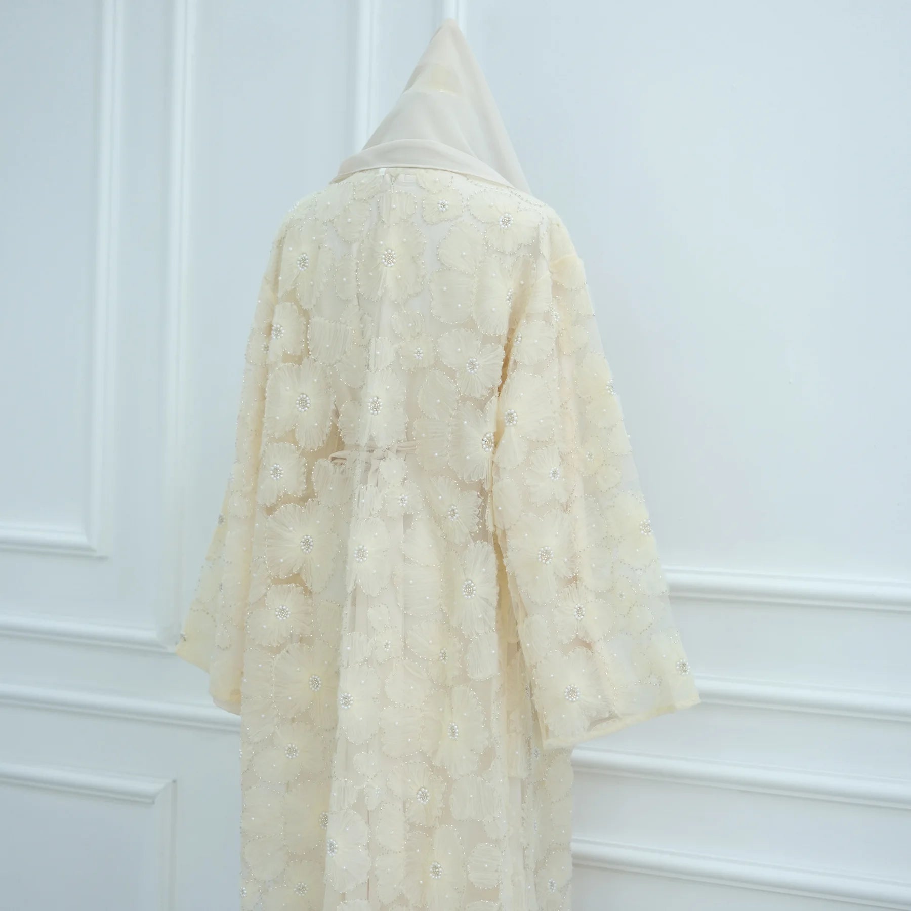 Royal Blossom Abaya – Handcrafted Floral Elegance