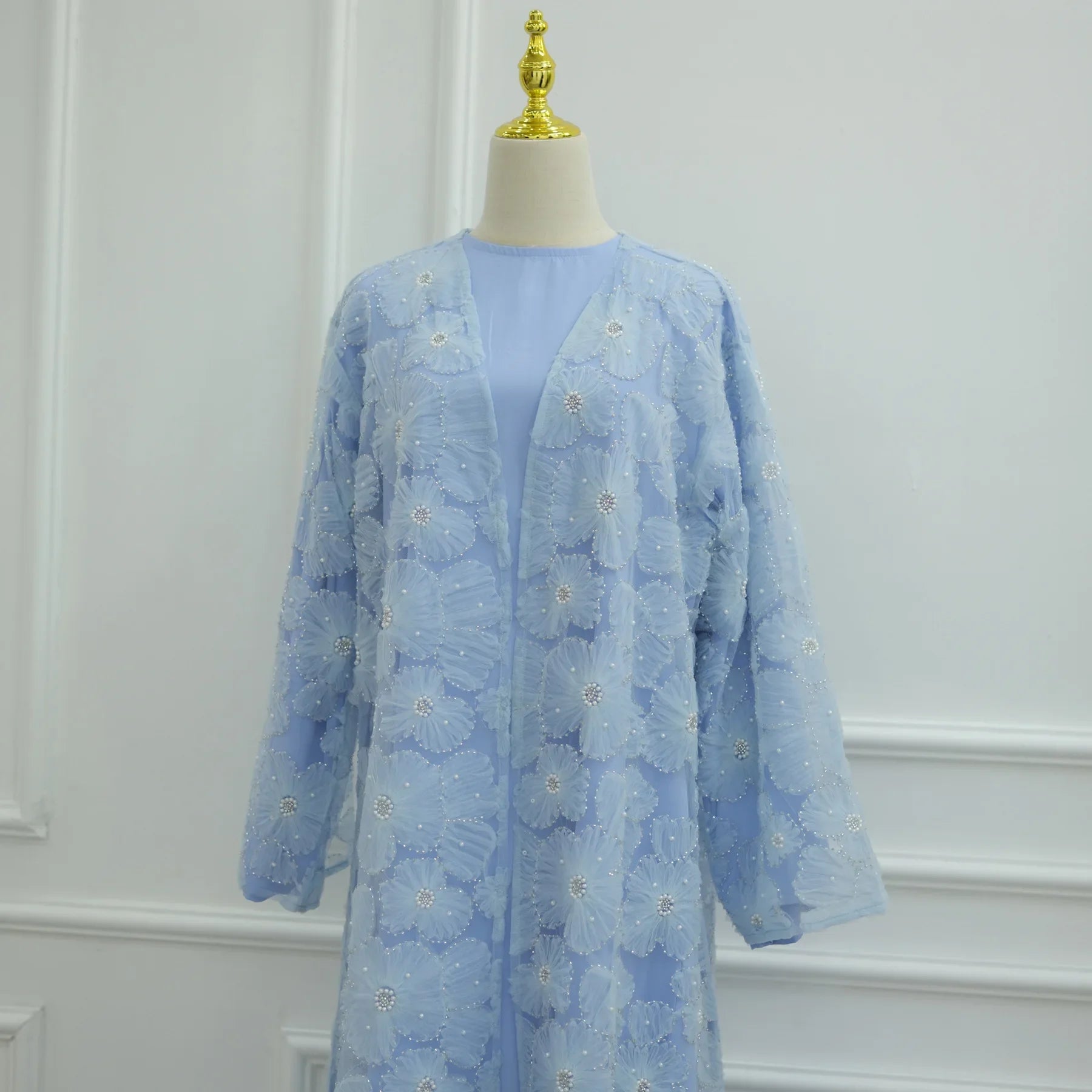 Royal Blossom Abaya – Handcrafted Floral Elegance