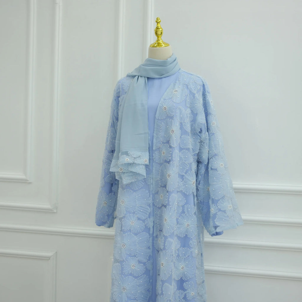 Royal Blossom Abaya – Handcrafted Floral Elegance