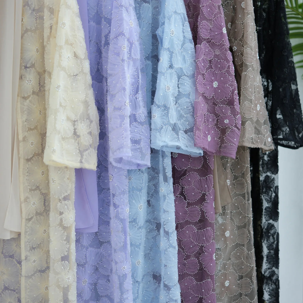 Royal Blossom Abaya – Handcrafted Floral Elegance