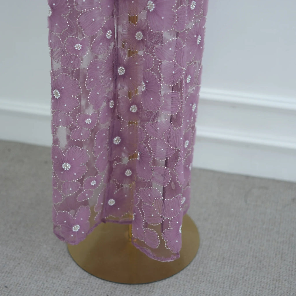 Royal Blossom Abaya – Handcrafted Floral Elegance