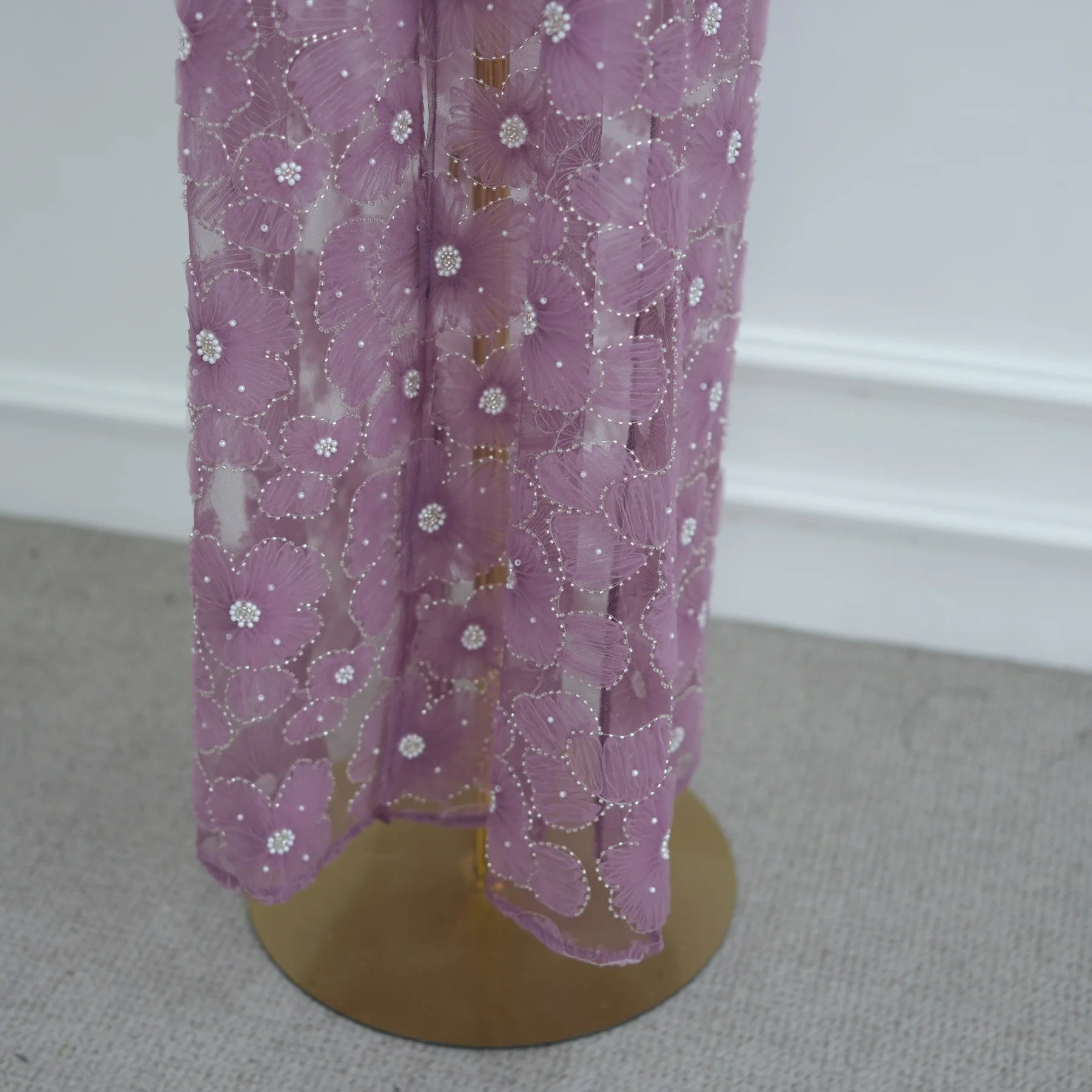 Royal Blossom Abaya – Handcrafted Floral Elegance