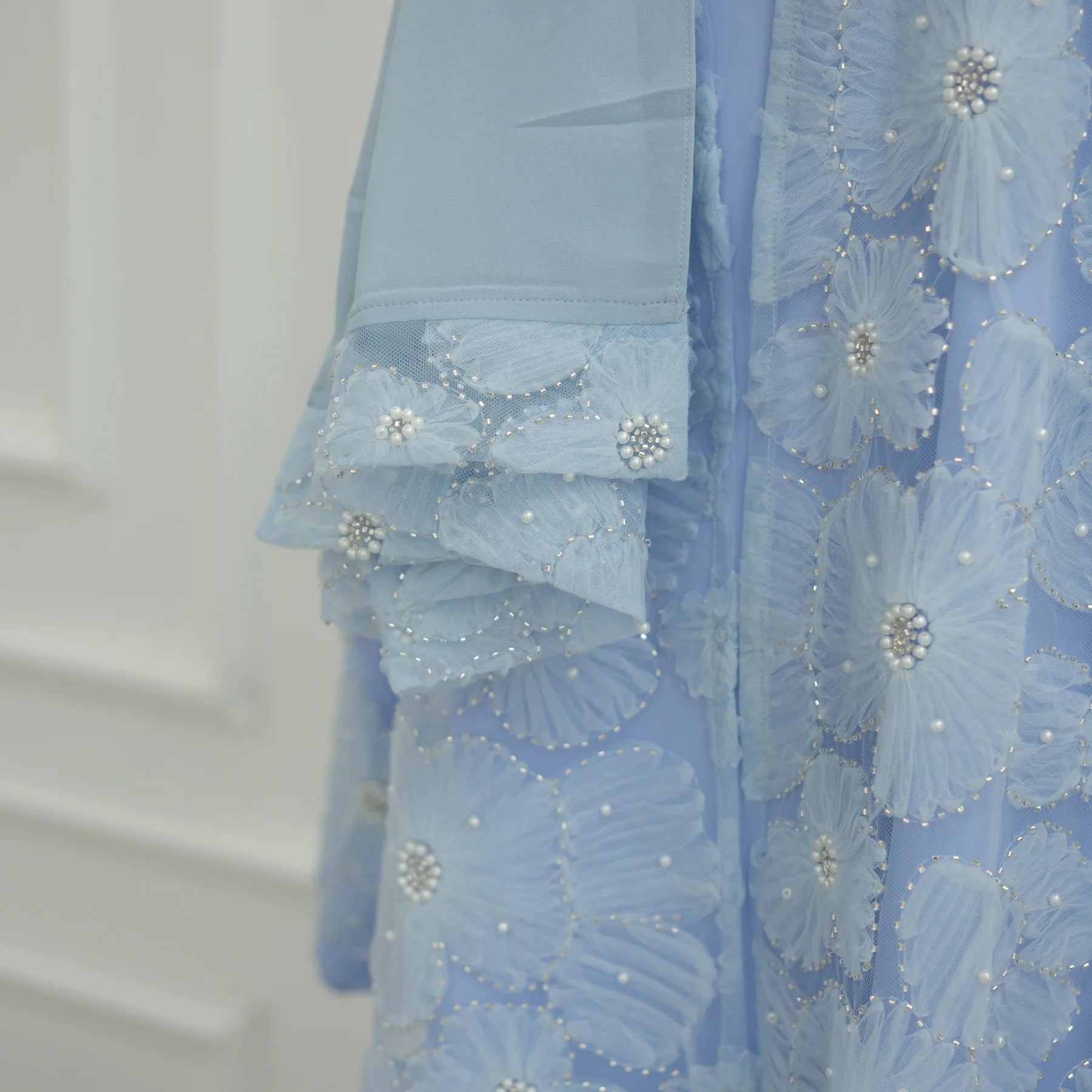 Royal Blossom Abaya – Handcrafted Floral Elegance