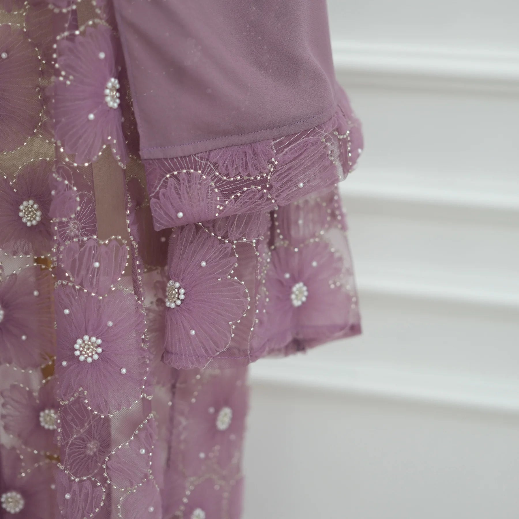 Royal Blossom Abaya – Handcrafted Floral Elegance