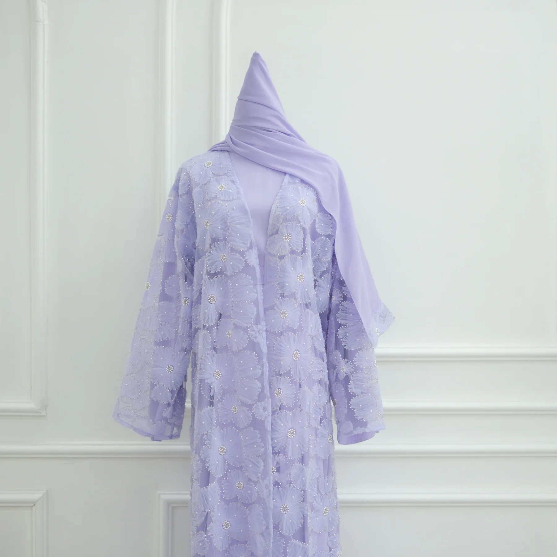 Royal Blossom Abaya – Handcrafted Floral Elegance