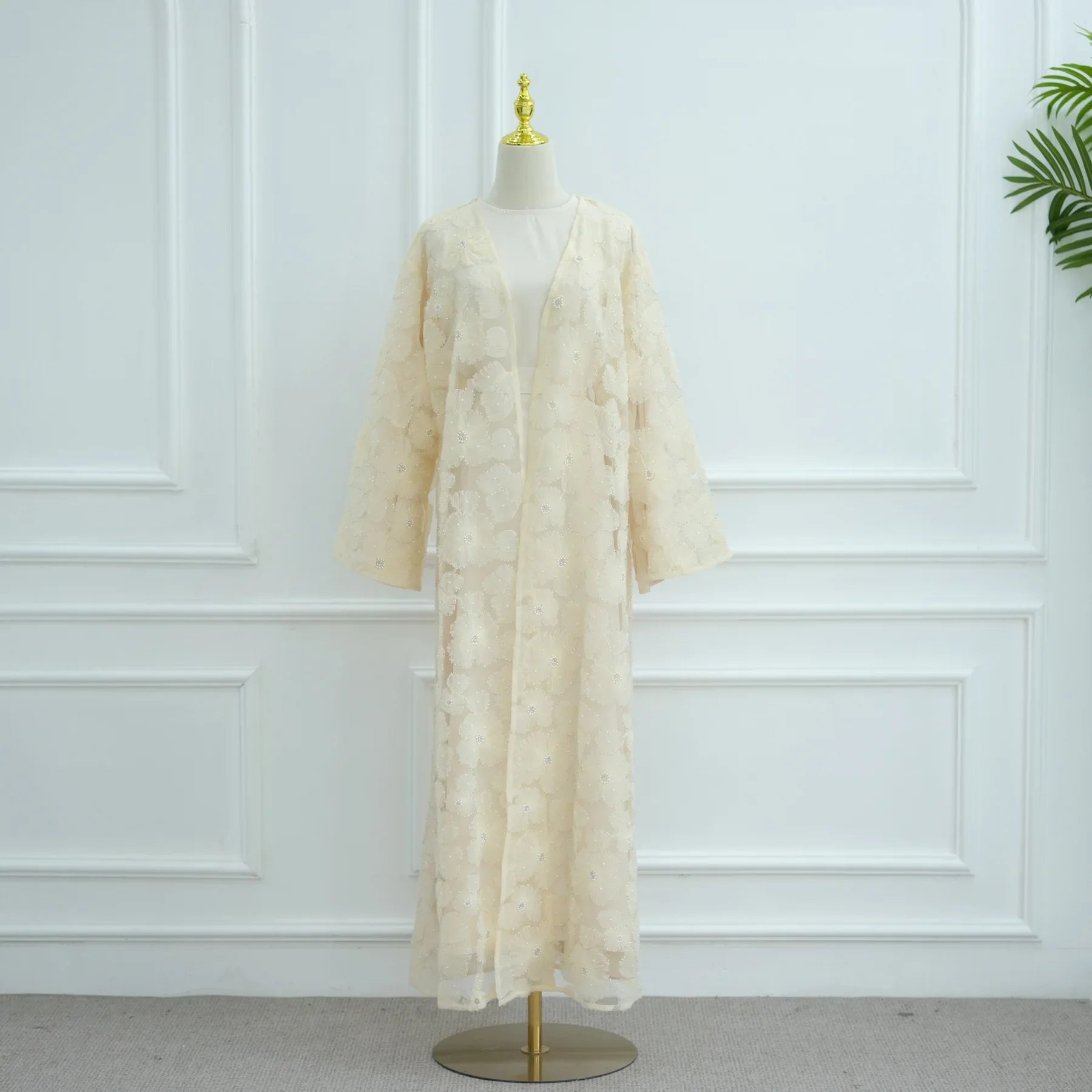 Royal Blossom Abaya – Handcrafted Floral Elegance