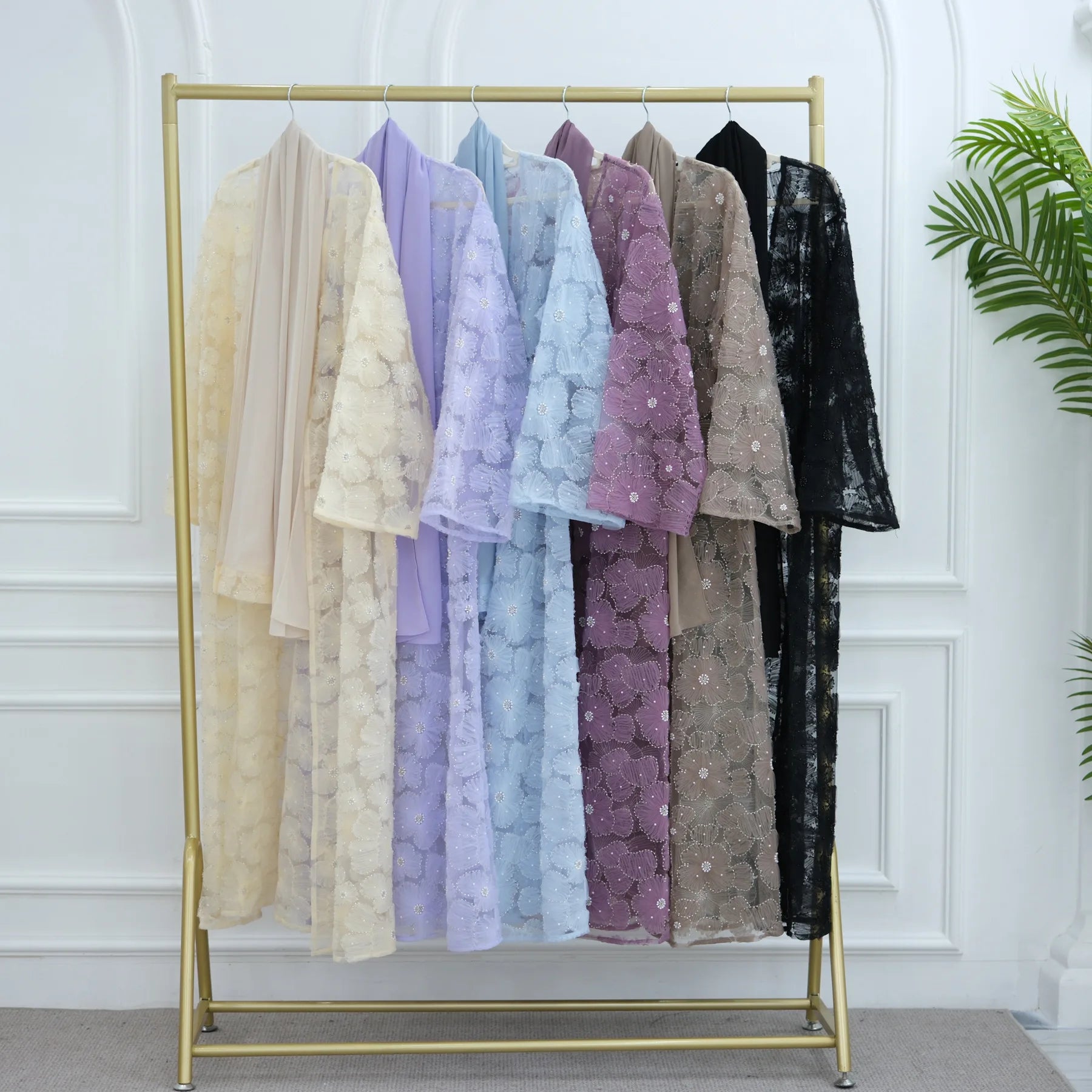 Royal Blossom Abaya – Handcrafted Floral Elegance